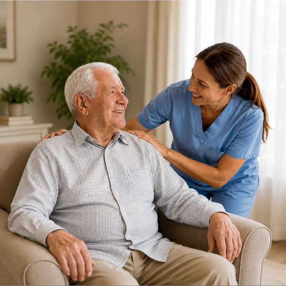 Nurse reviewing a care plan with a resident